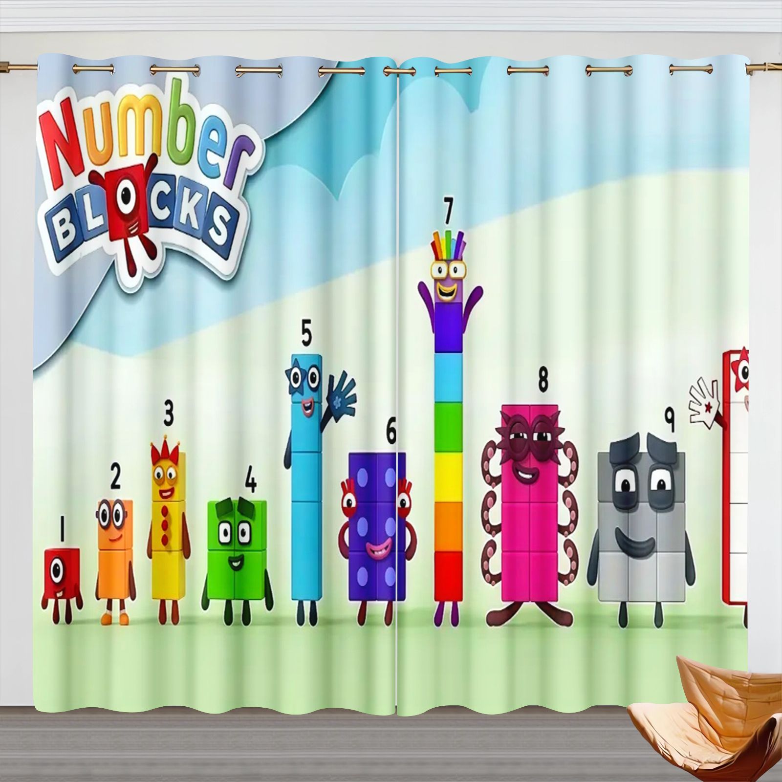 3D Printing House - Numberblocks Cartoon Curtains, Kids Room Blackout