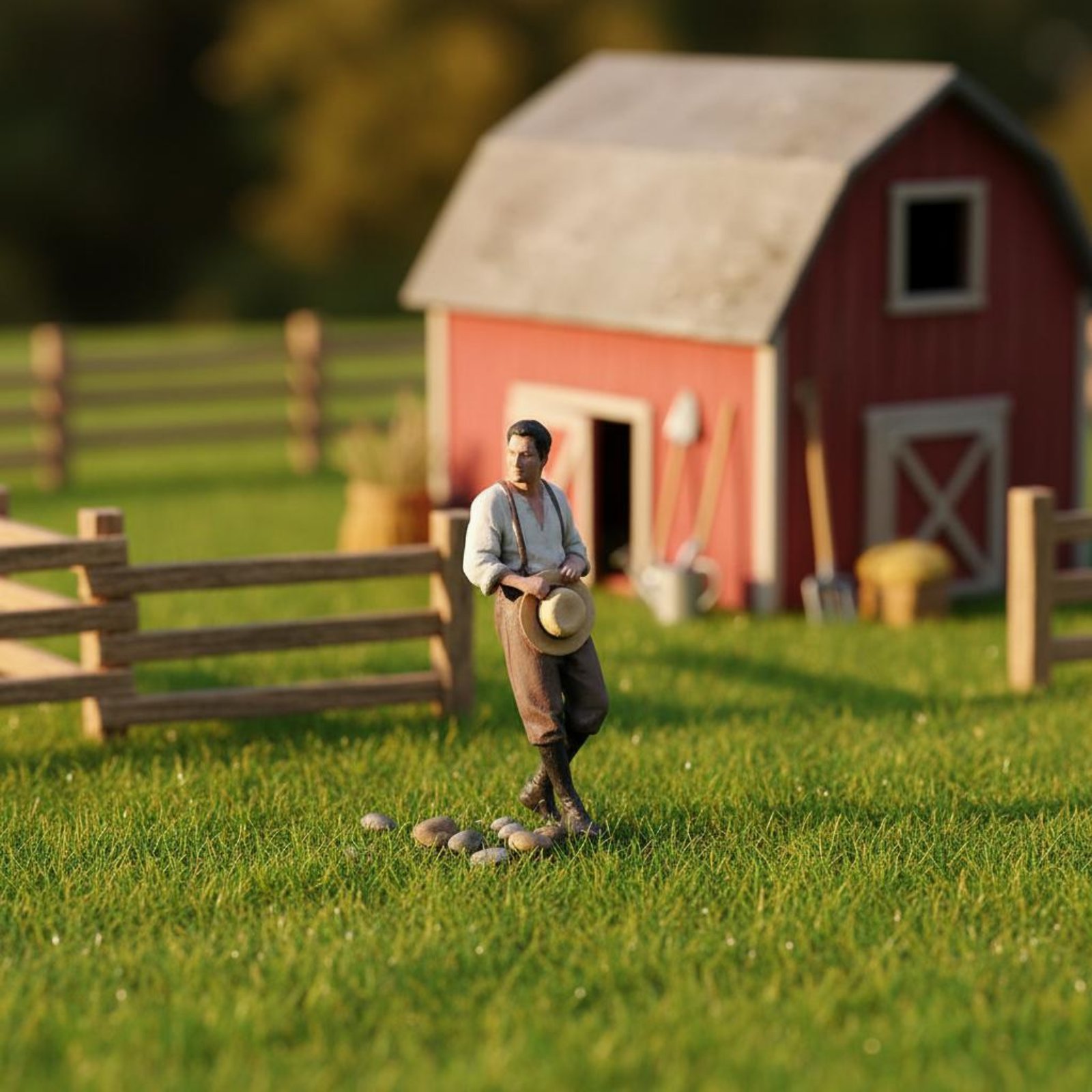 2 Pieces Farmer Couple Figurin - 3D Printing Resin 评论和价格